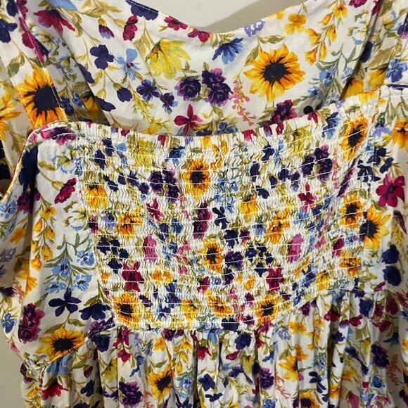 Old Navy Colorful Sunflower Ruffled Tiered Cami Sundress with Pockets  Sz L - Picture 8 of 15